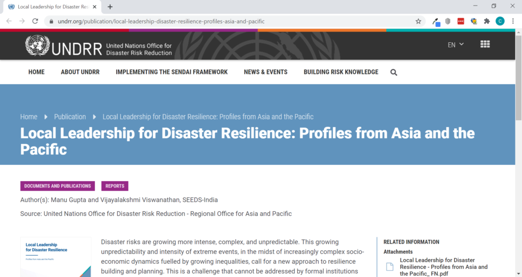 UNDRR Report - Local leadership for disaster relief - profiles from Asia and the Pacific