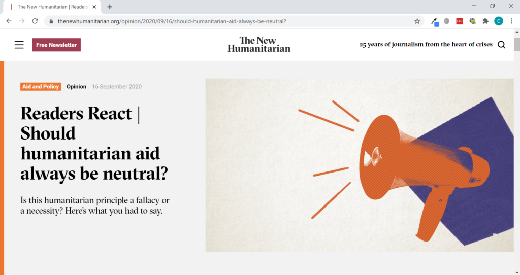 Should humanitarian aid always be neutral - Sept 2020