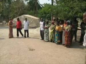 Claire in the Democratic Republic of Congo, Manono at the time of opening of the VVF camp in 2010. Image used at the blog about radio experience from Manono to The Hague and Systemic Change